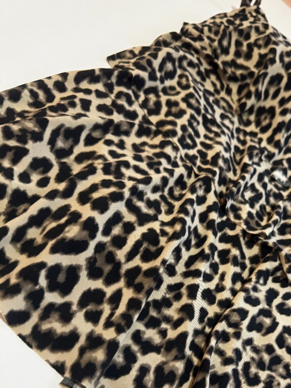 Aqua Green Leopard Print Ruffle Tankini Swim Top 20W Molded Cups - Picture 12 of 14